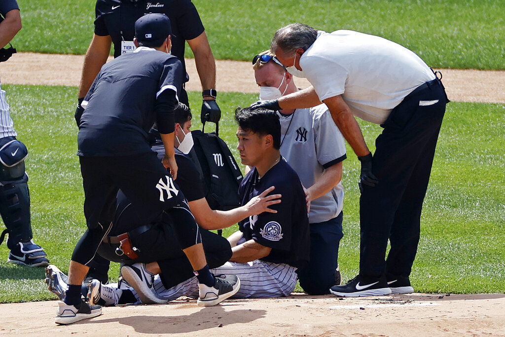 APTOPIX Yankees Tanaka Injured Baseball